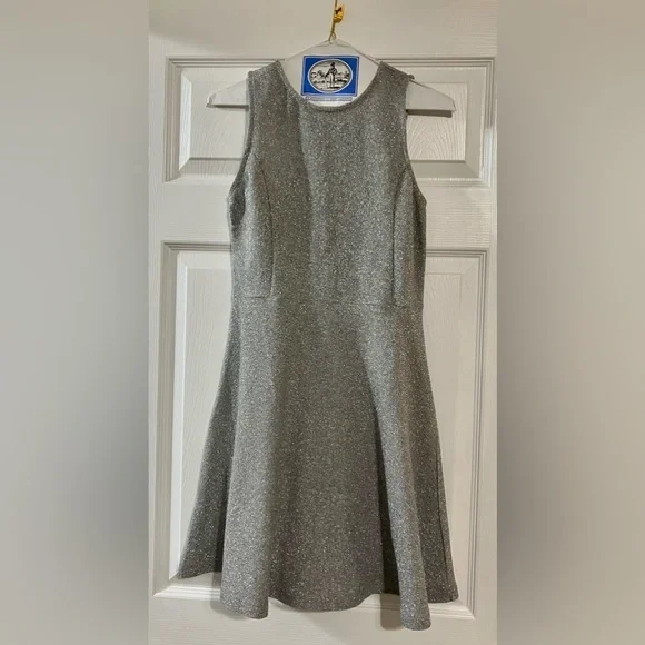 ruby & bloom | Dresses | Ruby Bloom Metallic Silver Fit And Flare Dress  Keyhole Girls 6 Womens Xs | Poshmark